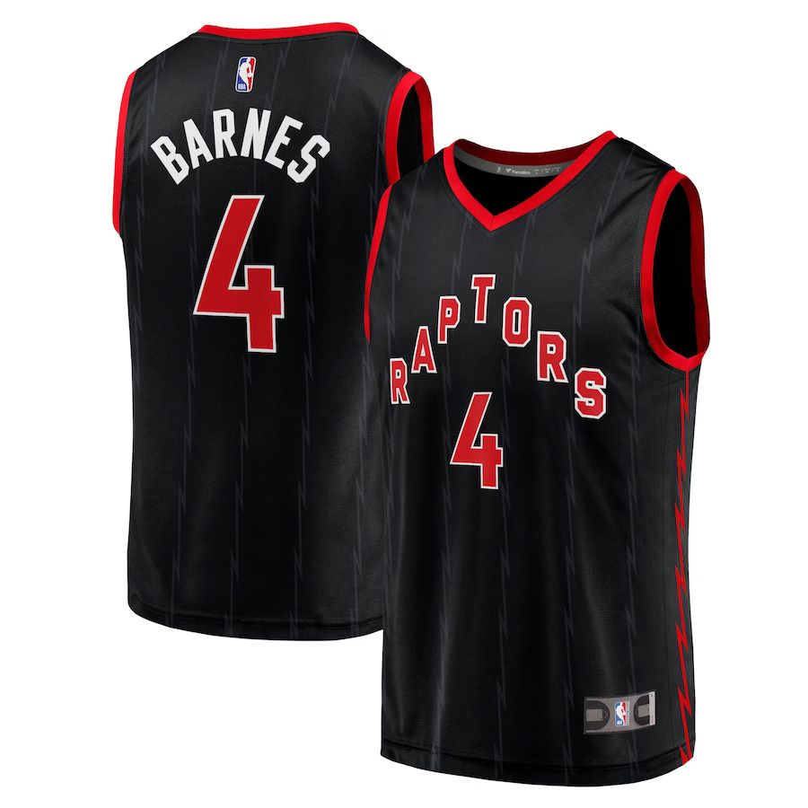 Men Toronto Raptors 4 Scottie Barnes Fanatics Branded Black 2022-23 Fast Break Replica NBA Jersey